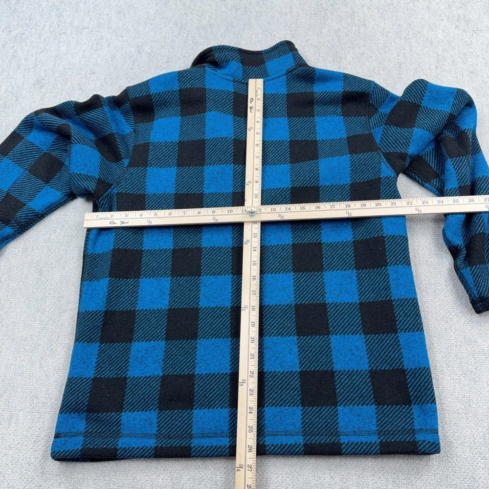 North Face Sweater Men Large Blue Buffalo Plaid Pullover 1/2 Zip Gordon Lyons